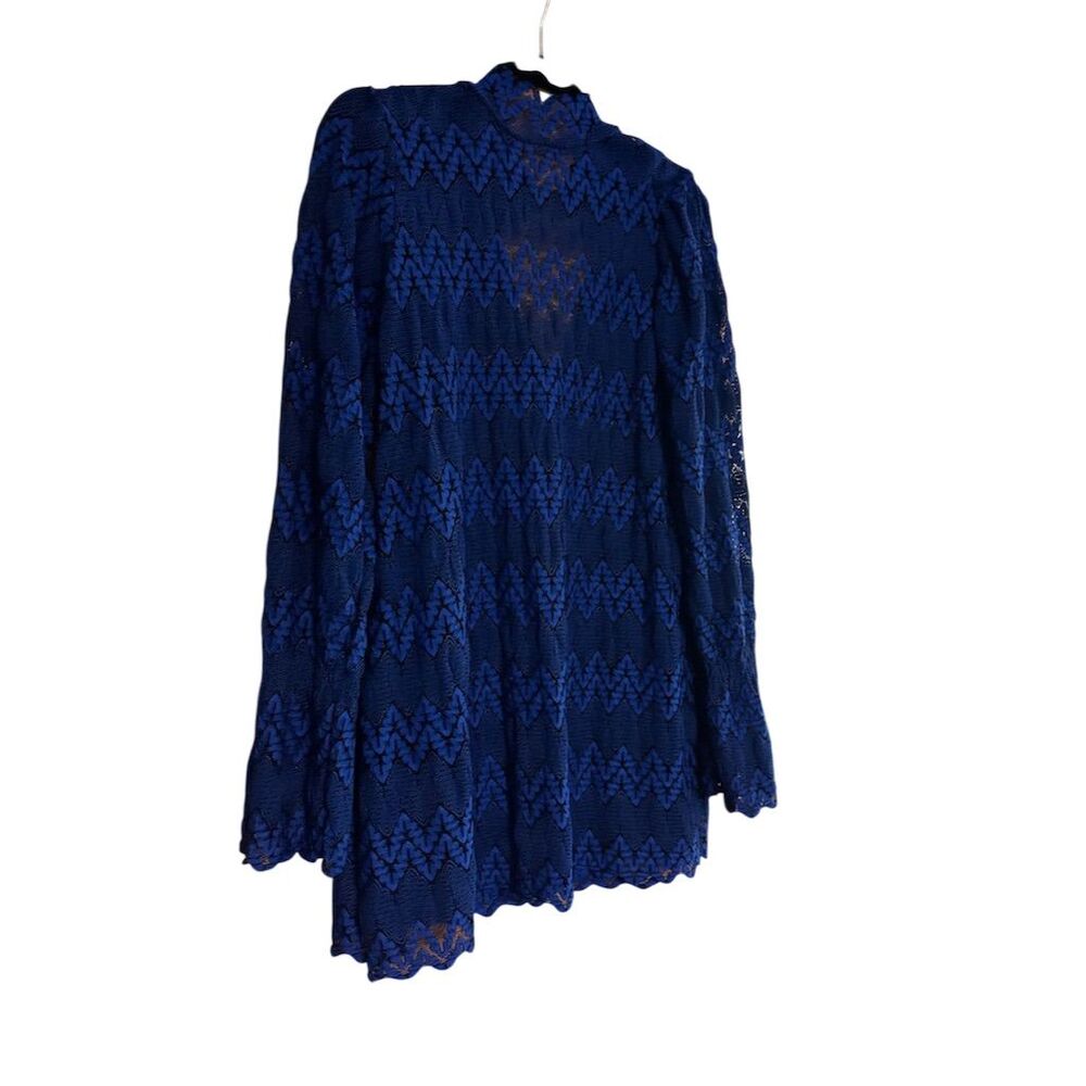 Free People XS Blue Crochet Lace Bell Sleeve Mini Dress Casual - Picture 2 of 6